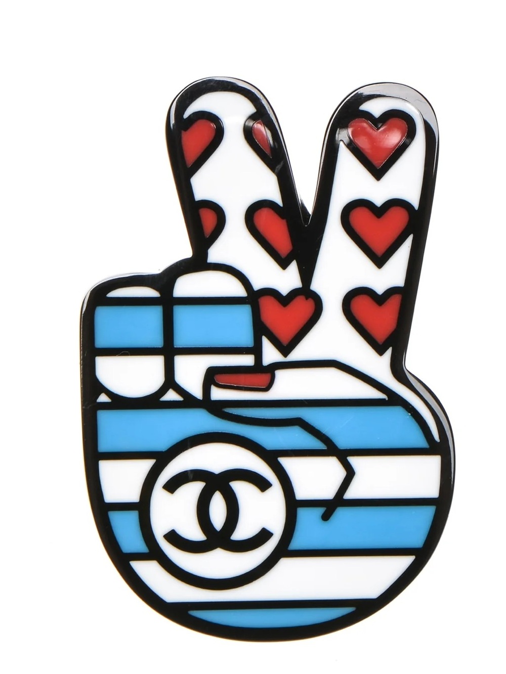 Chanel American Flag Peace Sign Brooch Pin